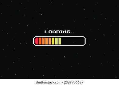 LOADING .pixel art .8 bit game. retro game. for game assets in vector illustrations.	