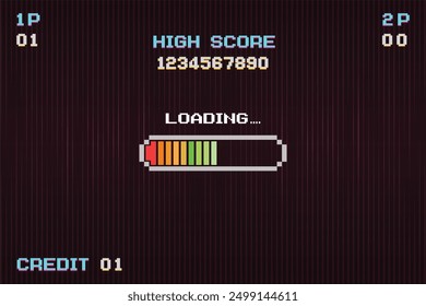 LOADING .pixel art .8 bit game. retro game. for game assets in vector illustrations.
