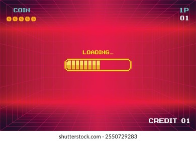 LOADING. pixel art. 8 bit game. retro game. for game assets in vector illustrations.