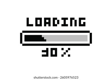Loading pixel icon, load bar 30 percent. 30% downloading, loading or installing bar at 30%.