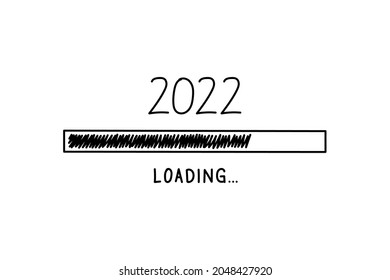 Loading process ahead of the 2022 new year. 2022 new year celebration symbol in doodle style, vector illustration. hand drawn loading symbol