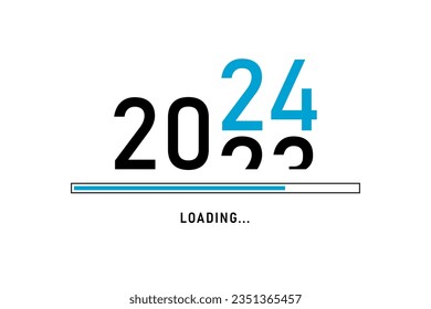 Loading process ahead of new year 2024. Symbol of new year 2024 celebration. Creative festive banner with trendy design.