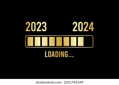 Loading process ahead of new year 2024. Symbol of new year 2024 celebration. Creative festive banner with trendy design.