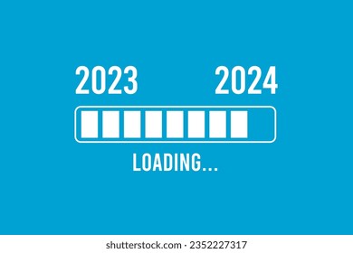 Loading process ahead of new year 2024. Symbol of new year 2024 celebration. Creative festive banner with trendy design.