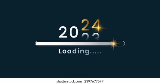 Loading process ahead of the new year 2024. Seconds leaving December 2023. Welcome 2024. Vector illustration. Creative festive banner with trendy design.