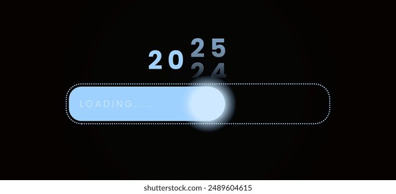 Loading process ahead of the new year 2025. Seconds leaving December 2024. Welcome 2025. Creative festive banner with trendy