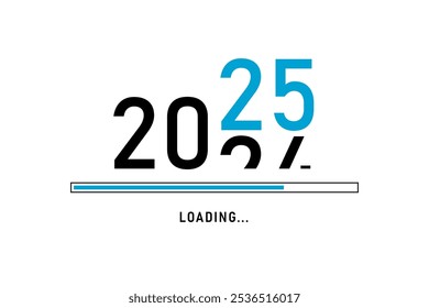 Loading process ahead of new year 2025. Symbol of new year 2025 celebration. Creative festive banner with trendy design. Vector illustration