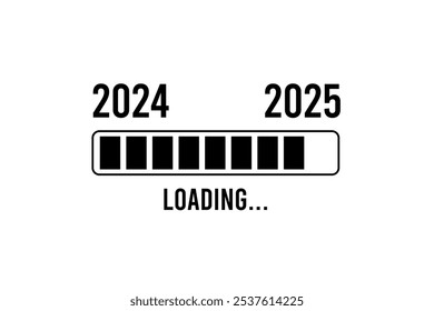 Loading process ahead of new year 2025. Symbol of new year 2025 celebration. Creative festive banner with trendy design.