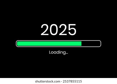 Loading process ahead of new year 2025. Symbol of new year 2025 celebration. Creative festive banner with trendy design.