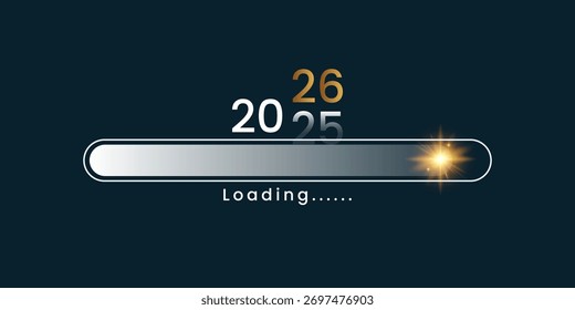 Loading process ahead of the new year 2026. Seconds leaving December 2025. Welcome 2026. Vector illustration. Creative festive banner with trendy design.