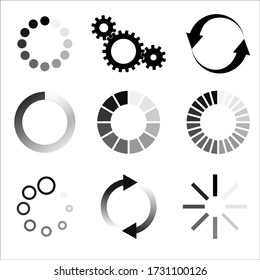 Loading process bar vector isolated elements on white backgroud. Vector loading processing signs. Process bar indicators. Vector illusration EPS 10