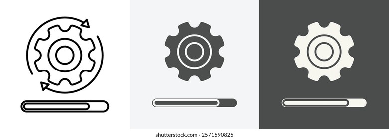 Loading process icon set vector art