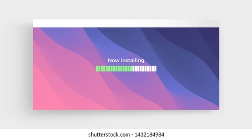 Loading process screen. Installing app or software. Progress loading bar. Abstract background with color gradients. 3d vector Illustration.