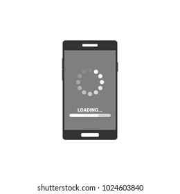 Loading process in smart phone screen. Vector illustration.