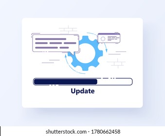 Loading process, software loader. Update system icon. Concept of upgrade application progress icon for graphic and web design. Vector modern minimalistic illustration