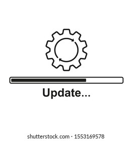 Loading process. Update system icon. Concept of upgrade application progress icon for graphic and web design. Upgrade Update system icon.Vector illustration isolated on white background.10 eps.