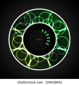 Loading progress with abstract green plasma background