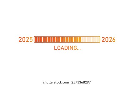 Loading progress bar of 2025, 2026 happy new year. Festive background for your design. Vector illustration.