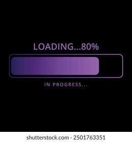 Loading progress bar. Download process. Conceptual technology. Vector illustration of loading bar at 80%.