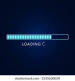 Loading progress bar icon design for web interface isolated on gradient dark blue background.