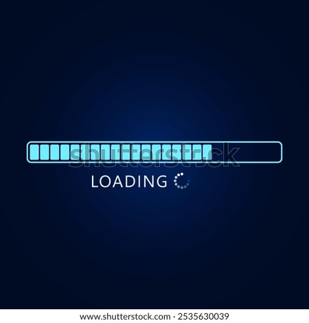 Loading progress bar icon design for web interface isolated on gradient dark blue background.