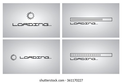 Loading progress bar icon set simple style, vector eps10 illustration