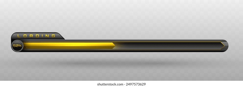 Loading Progress Bar in Metallic Black and Golden Yellow for Futuristic UI Designs