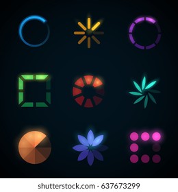 Loading progress bar and preloader vector icons