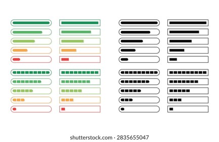 Loading progress bar template icon set for interface indicator graphic