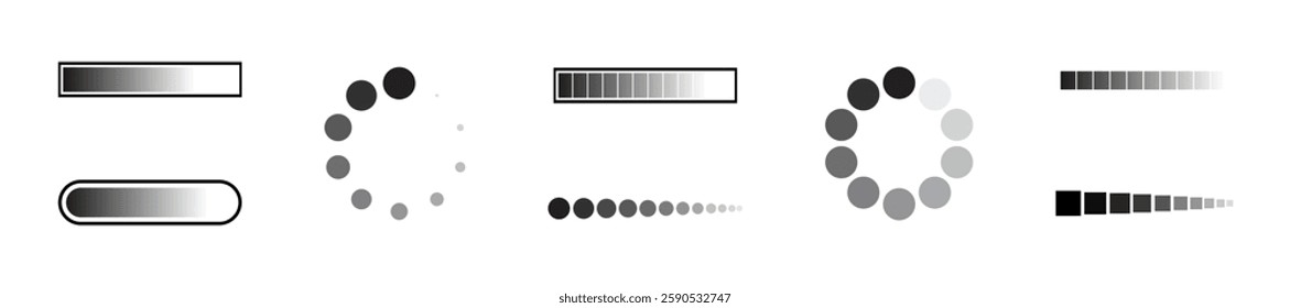Loading and Progress Bar Vector Icon Set