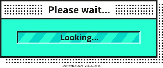 Loading progress bar window. Interface in retro style