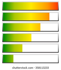 Loading, progress bars, indicators. Levels from low to high. editable vector