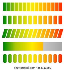 Loading, progress bars, indicators. Levels from low to high. editable vector