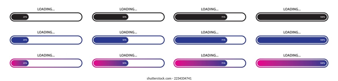 Loading progress icon. Download progress icon, vector illustration