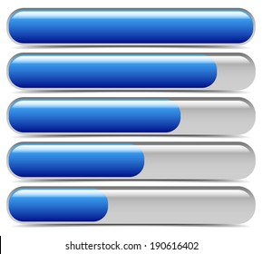 Loading - progression - level bars. Steps, meter, 