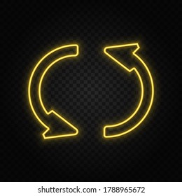 loading, refresh yellow neon icon .Transparent background. Yellow neon vector icon