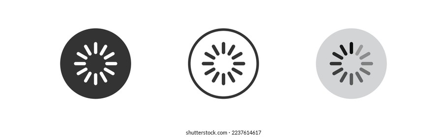 Cargando icono de contorno de barra redonda. Concepto de carga de datos. Símbolo de bucle de carga de vídeo. Esperando, símbolo de barra de carga de círculo. Signo de web ui. Diseño sencillo y plano. Ilustración vectorial.