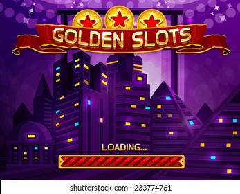 Loading screen for slots game. Vector illustration