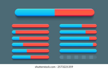 Loading set, percentage of the app downloaded to your device. Vector illustration