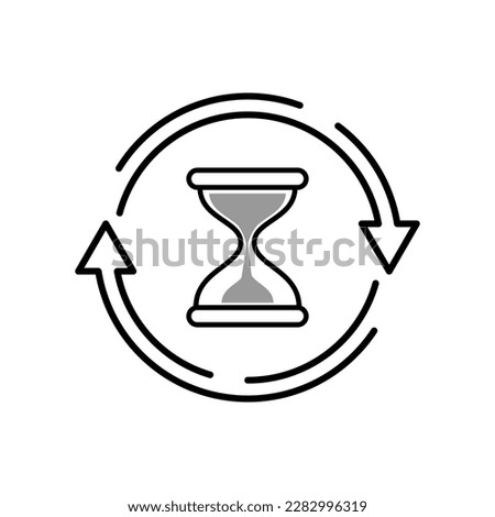 Loading sign with hourglass and circular arrows logo template illustration