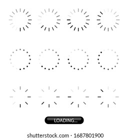 Loading sign icon set for upload and download. Vector illustration