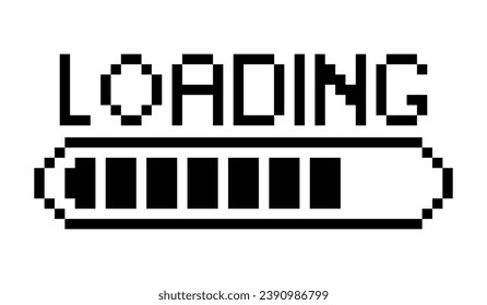 Loading sign with seven divisions line icon. Internet speed, downloading, uploading data, connection, file, pixel style. Multicolored icon on white background