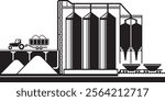 Loading silos for grain cereals - vector illustration