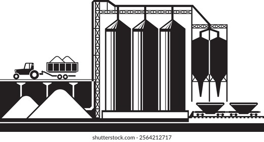 Loading silos for grain cereals - vector illustration