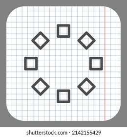 Loading simple icon, vector. Flat desing. On graph paper. Grey background.ai