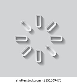 Loading simple icon vector. Flat design. Paper style with shadow. Gray background.ai
