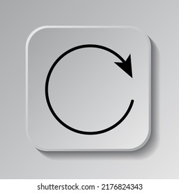 Loading simple icon, vector. Flat design. Black icon on square button with shadow. Grey background.ai