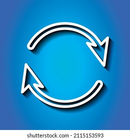 Loading simple vector, icon. Flat desing. White icon with shadow on blue background.ai