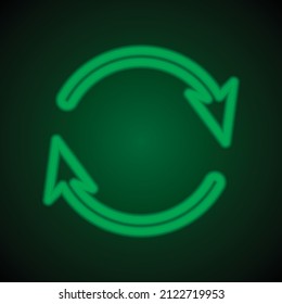 Loading simple vector, icon. Flat desing. Green neon on black background with green light.ai