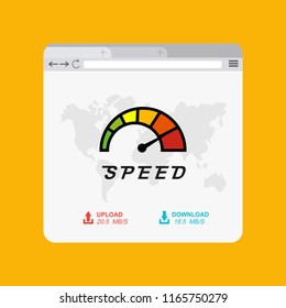 Loading speed analysis of a website, page loading software flat vector illustration with icons
